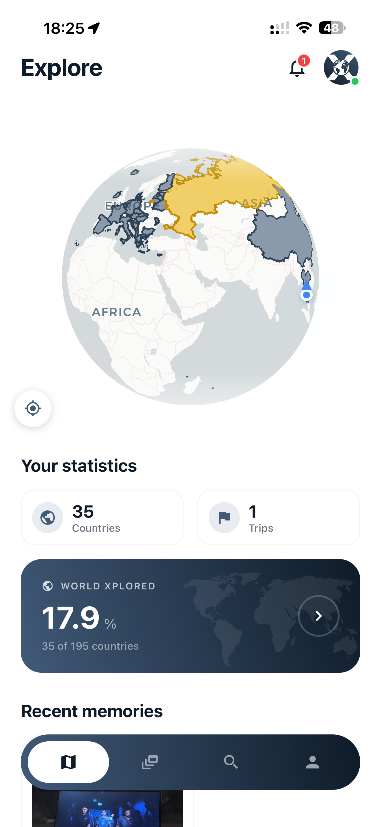 Xplored app - track your travels on an interactive world map